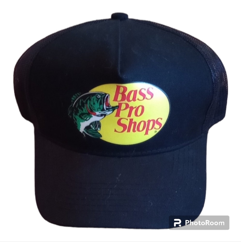 Bass Pro Shops Black Snap Back Trucker Hat - NWOT